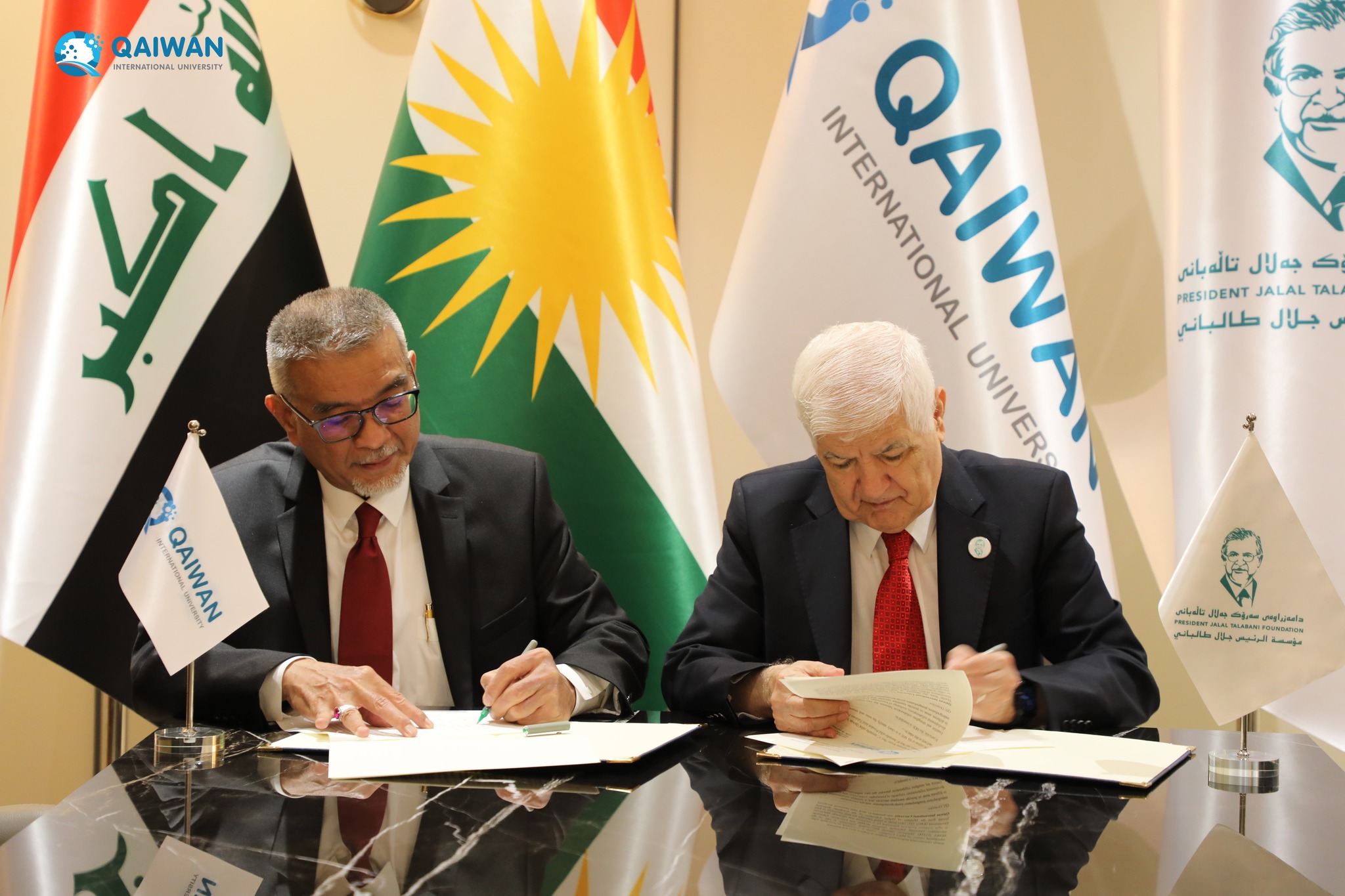 Formal memorandum of understanding was signed between (Qaiwan International University) and the (President Jalal Talabani Foundation)